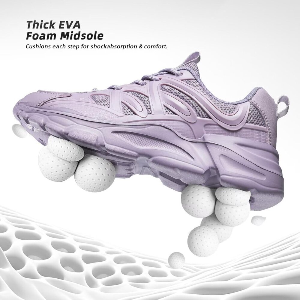 Women's Purple Slip-On Running Shoes Lightweight Mesh Walking Sneakers for Gym - Picture 4 of 7